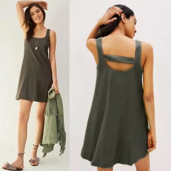 Anthropologie Olive Green Mini Dress - Picture 1 of 10